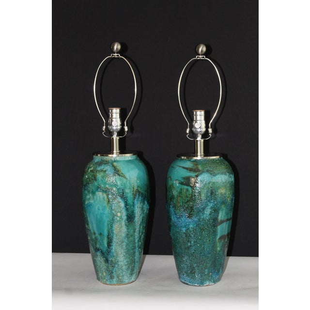 Mid 20th Century Mid Century Modern Aldo Londi Style Ceramic Lamps. For Sale - Image 11 of 11