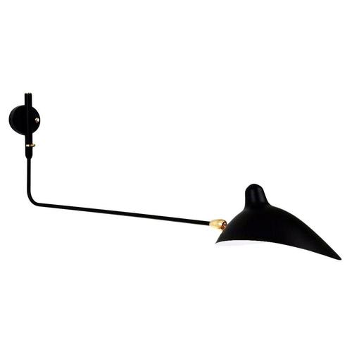 Mid-Century Modern Black One Rotating Stright Arm Wall Lamp by Serge Mouille For Sale - Image 11 of 11