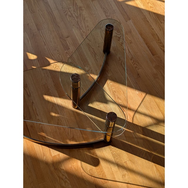 Pace Collection 1970s Leon Rosen for Pace Collection: Brass & Glass Two-Tier Coffee Table For Sale - Image 4 of 6