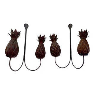 Pair of Pineapple Form Wrought Iron Wall Candle Sconces For Sale