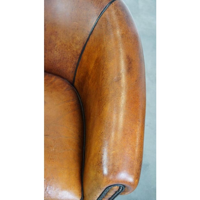 Brown Vintage Club Chair in Sheep Leather For Sale - Image 8 of 13