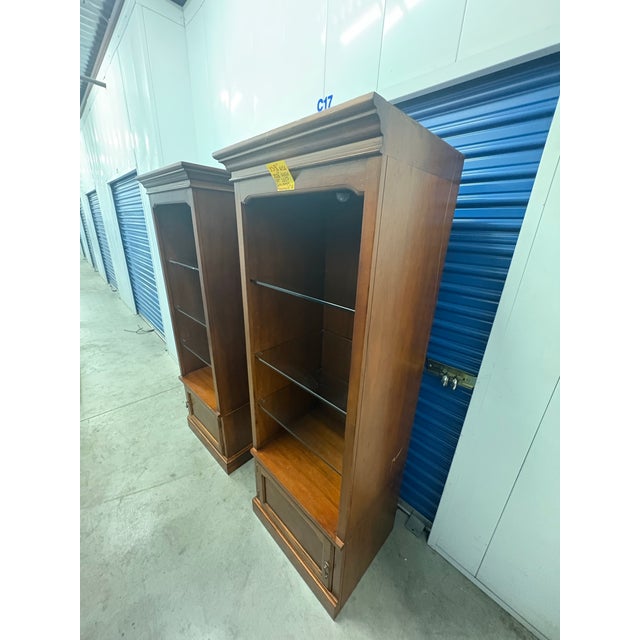 Late 20th Century Solid Cheery Wood Display Cabinet (With Lights Built In), A Pair For Sale - Image 4 of 9