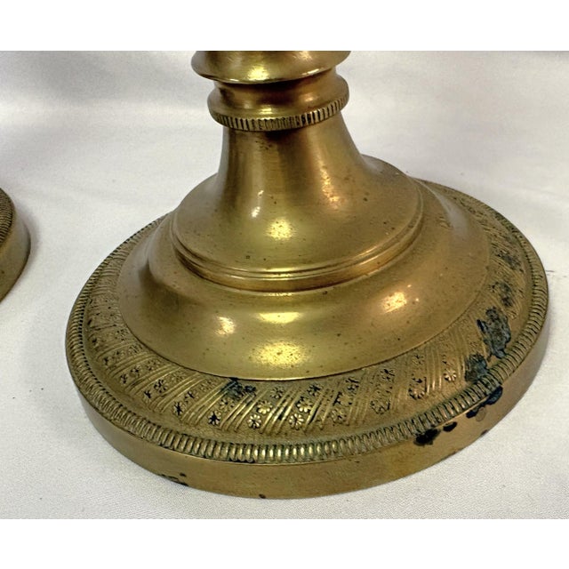 Antique French Brass Candlesticks- A Pair For Sale - Image 10 of 18
