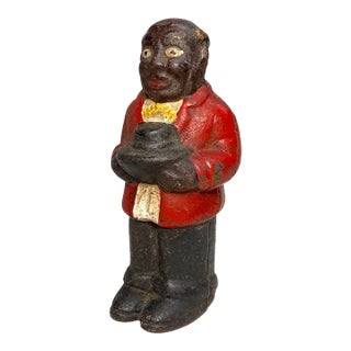 Antique Original Early 1900's Uncle Moses Cast Iron Coin Still Bank Americana For Sale