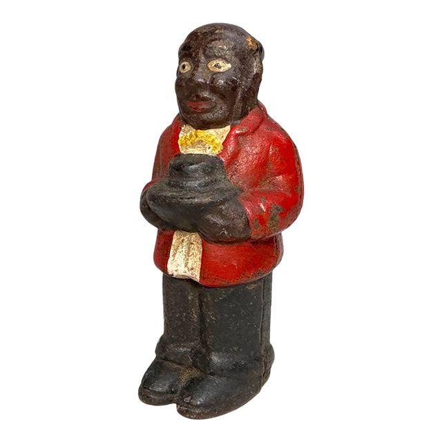 Antique Original Early 1900's Uncle Moses Cast Iron Coin Still Bank Americana For Sale