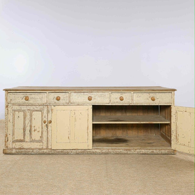 English Antique English Painted Pine Sideboard | Circa 1870 For Sale - Image 3 of 16