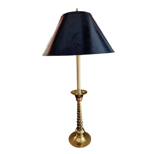 Vintage Barley Twist Brass Lamp For Sale