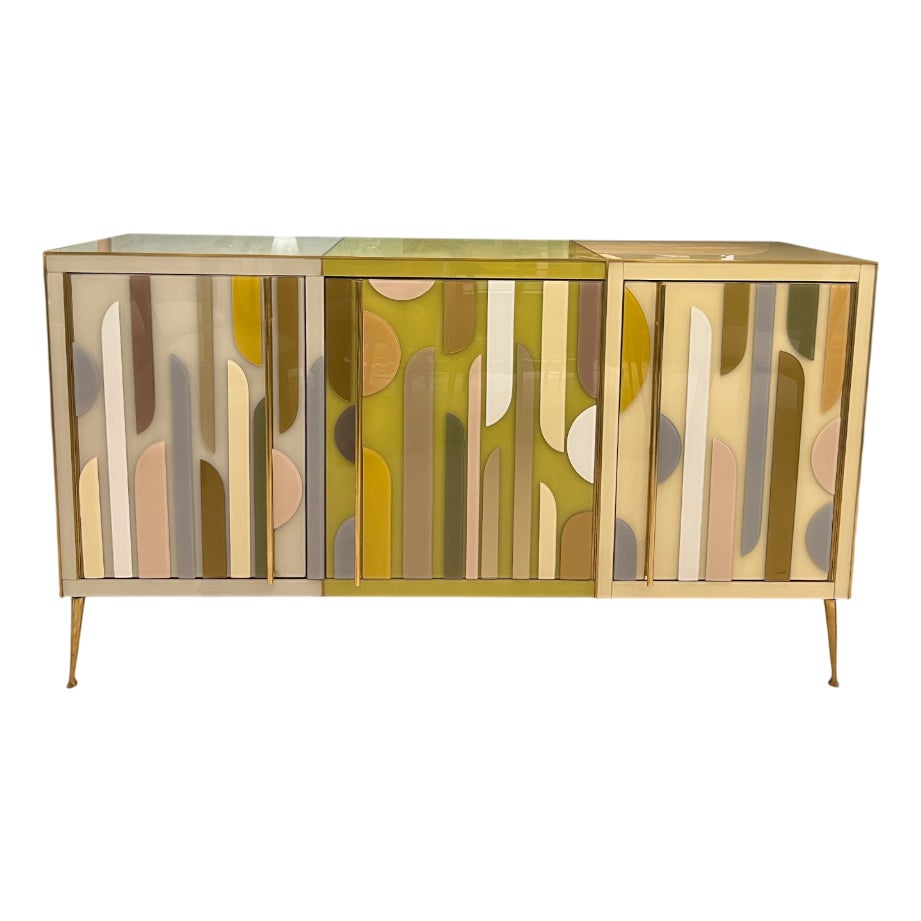 Murano Glass Sideboard in Pastel Colors, 1960s | Chairish