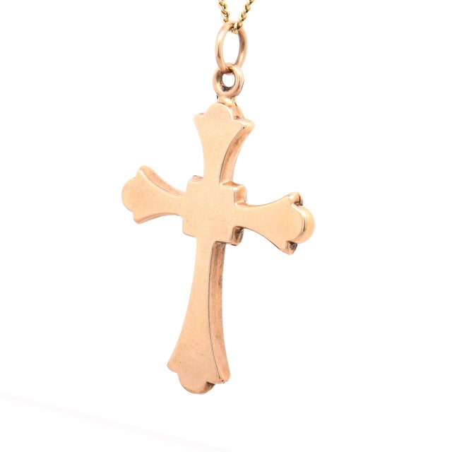 Antique Victorian 10k Gold Engraved Cross Pendant for a Necklace For Sale - Image 9 of 14