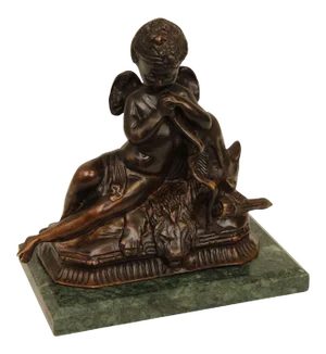 Small Bronze Renaissance Style Statue, Marble Base