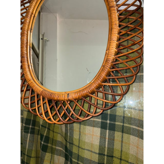 Vintage Wicker Mirror, 1950 For Sale - Image 8 of 12