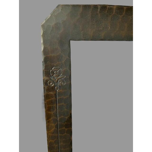 Arts & Crafts Pair of Vintage Roycroft Hammered Copper Arts & Crafts Bookends With Floral Design For Sale - Image 3 of 9