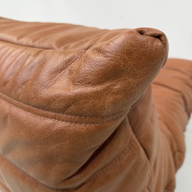 Mid-Century Modern Vintage Togo Lounge Chair in Cognac Leather by Michel Ducaroy for Ligne Roset For Sale - Image 3 of 12