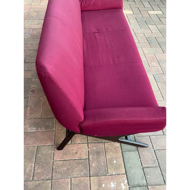 Wood Italian Sofa in Bordeaux Fabric, 1960s For Sale - Image 7 of 18