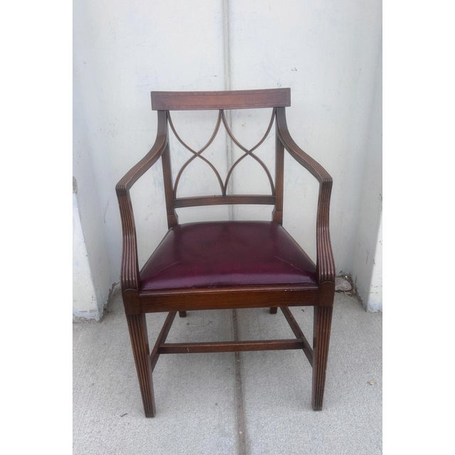 Late 19th Century Regency Style Walnut and Leather Arm Chair For Sale - Image 4 of 12