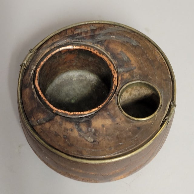 Antique Japanese Keyaki Wood Hibachi With Copper Liner, Meiji–Taishō Era For Sale In Raleigh - Image 6 of 7