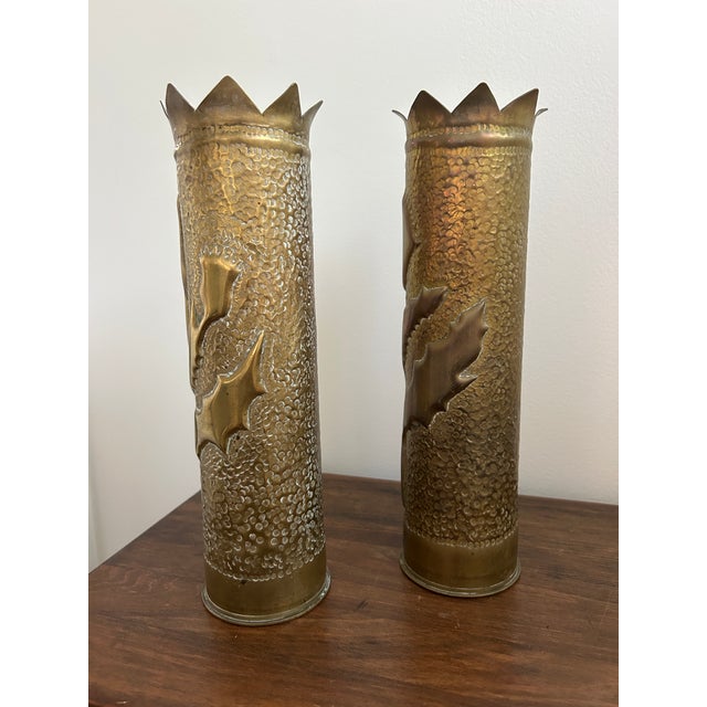 French Stunning Pair of World War I Trench Art Vases - France For Sale - Image 3 of 16
