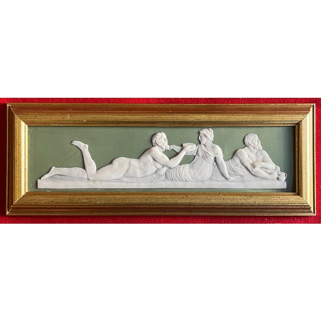 Antique Early 19th Century Wedgwood Sage Green Jasperware Framed Wall Plaque - "Roman Banquet" Circa 1800 For Sale In New York - Image 6 of 9