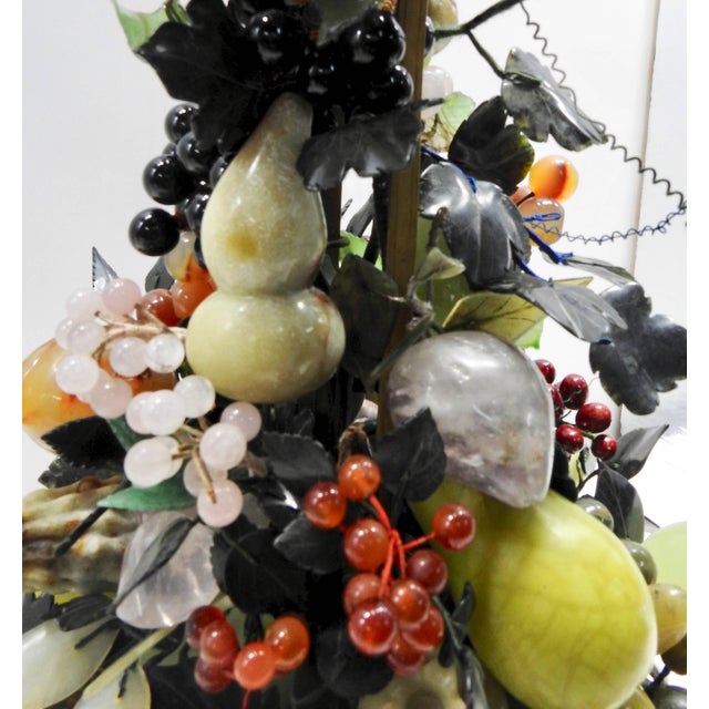 20th Century Cloisonne Stone Fruit Hand Painted Basket For Sale - Image 9 of 11