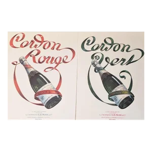 1925 PAIR-French Advertisement Prints for Mumm Champagne, Matted
