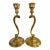 Mid 20th Century Solid Brass Art Nouveau Style Candlestick Holders - A Pair For Sale