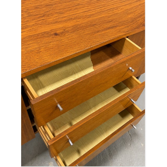 Long Mid Century Modern Teak Credenza | Scandinavian Danish Modern Sideboard, C. 1960's For Sale - Image 10 of 16