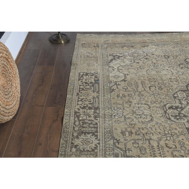 1970s Vintage Persian Handmade Wool Cotton Orange Area Rug For Sale - Image 4 of 11