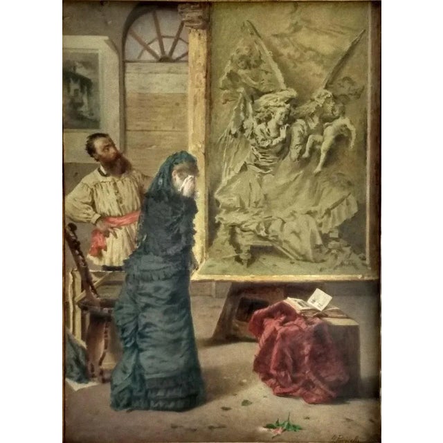 Giuseppe Puricelli Guerra - Untitled - interior - Original Oil Painting - 1860 For Sale - Image 5 of 5