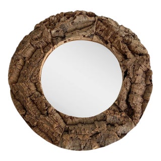 Circa 1970 French Cork and Wood Mirror For Sale