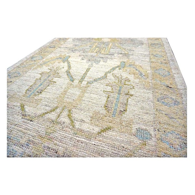 Yellow 21st Century Turkish Oushak Wool 3x19 Yellow, Ivory & Charcoal Handmade Runner Rug #1144144 For Sale - Image 8 of 11