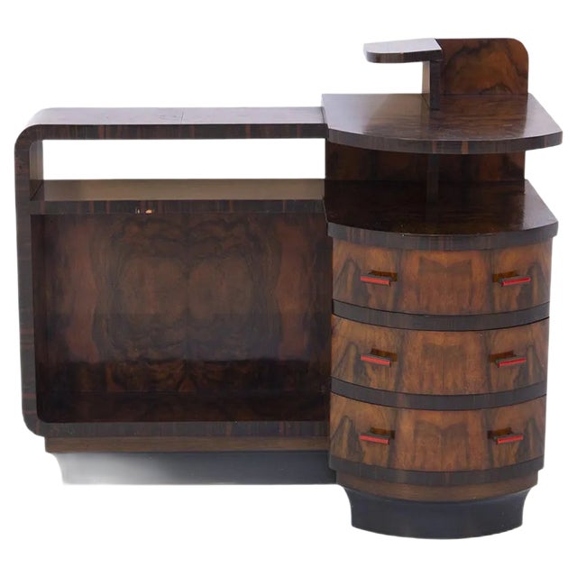 Italian Rationalist Sideboard in Walnut Wood and Bakelite For Sale