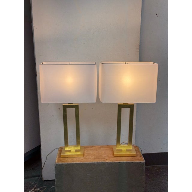 Restoration Hardware Clarke Gilt Gold Table Lamps, Pair For Sale - Image 9 of 12