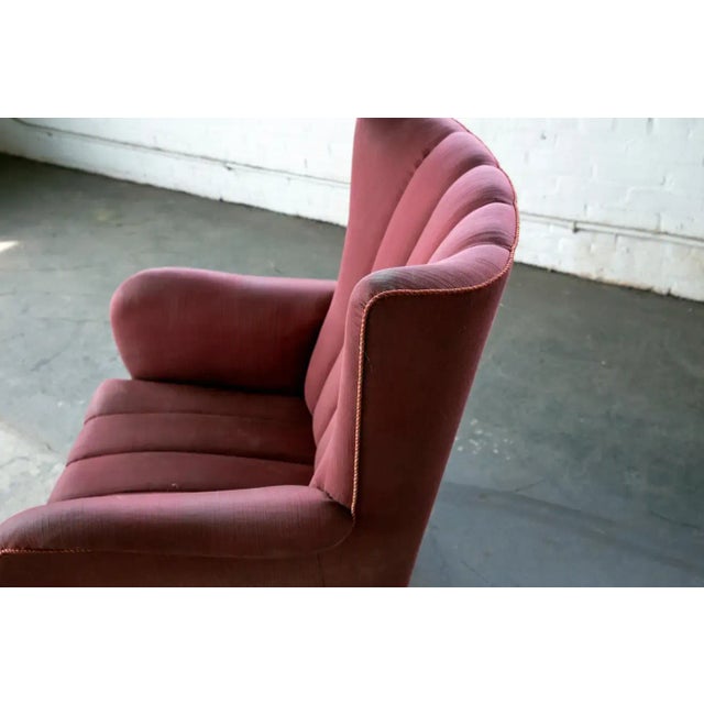 Wood Fritz Hansen Style 1940s Danish Channel Back Lounge Chair For Sale - Image 7 of 10