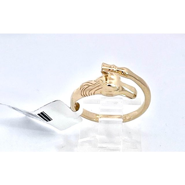 Gold 14k Yellow Gold Horse Ring Doves by Doron Paloma Size 6.75 For Sale - Image 8 of 10