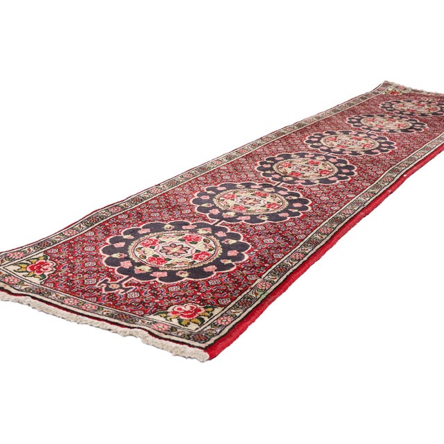 90050 Antique Persian Bijar Rug Runner, 01'10 x 08'06. The Rose Regency: An Antique Persian Bijar Masterpiece of Timeless...