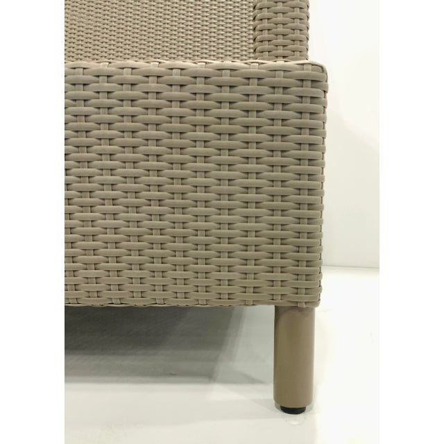 Contemporary Barbara Barry for Baker McGuire Gray Woven Resin Outdoor Plateau Lounge Chair For Sale - Image 3 of 7