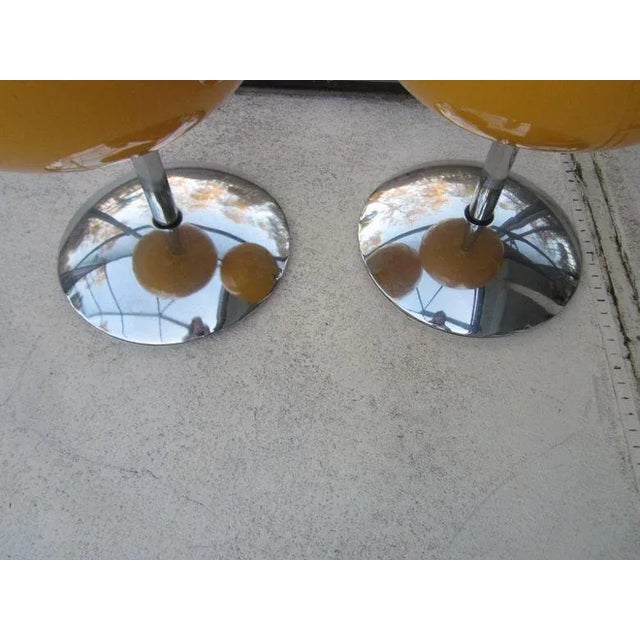 Metal 1970s Vintage Space Age Half Egg Chairs with Chrome Pedestal Bases From 1970s For Sale - Image 7 of 12