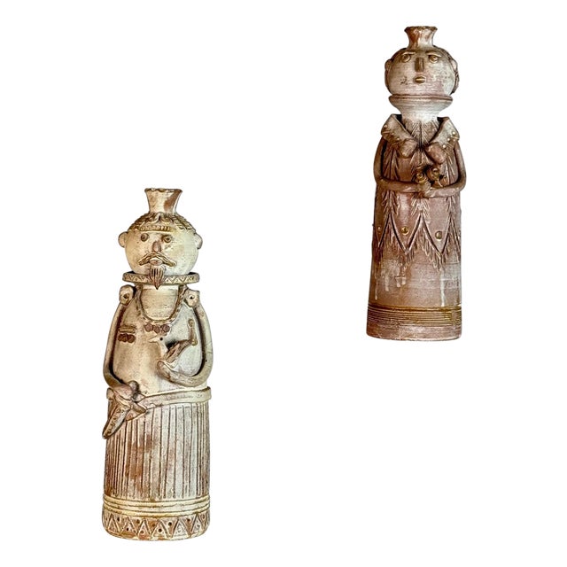Hand-Sculpted Terracotta Figures attributed to Saverio Farci, 1960s, Set of 2 For Sale