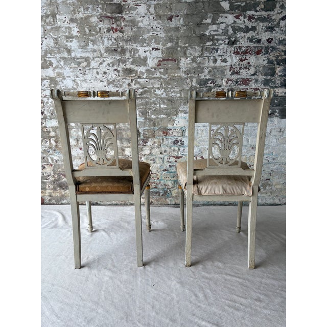 Pair of Antique Neoclassical Painted Side Chairs – Provenance From the Heiress of Macy’s Estate For Sale - Image 4 of 15