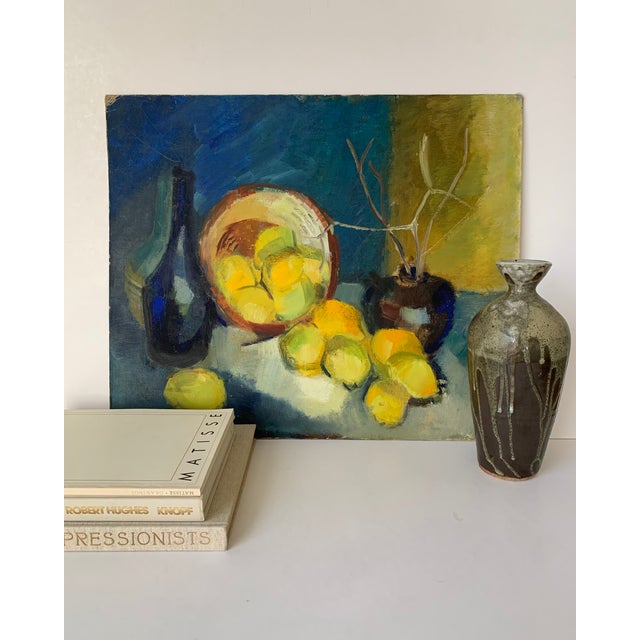 Vintage Original Oil on Board Still Life by Artist Jo Werts Vibrant yet understated, this is a charming depiction of a...