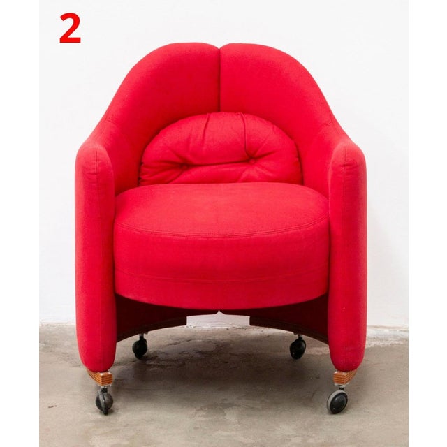 Red Chairs with Wheels, Set of 4 For Sale - Image 11 of 18