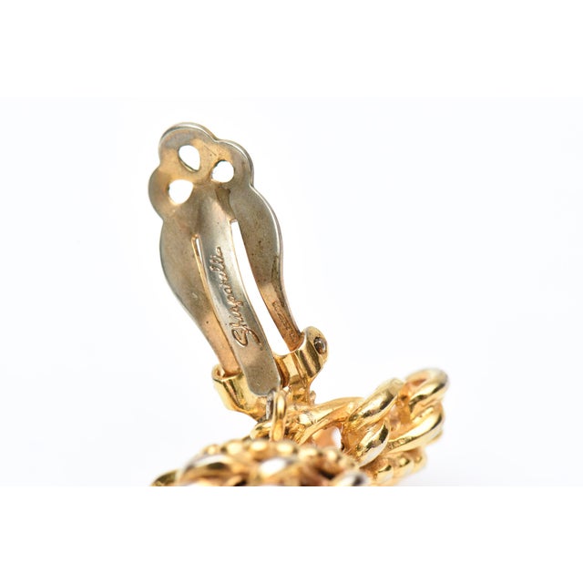 Gold Vintage Signed Schiaparelli Gold Plated Tassel Dangle Clip on Earrings, Pair Of For Sale - Image 8 of 8