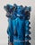 Glass Auguste Jean Antique Blue Footed Vase Art Nouveau Enamel Paint Berries Tall 12" For Sale - Image 7 of 17