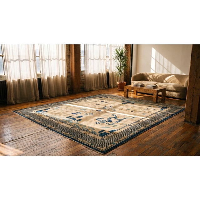 Textile 19th Century Chinese Peking Dragon Carpet ( 8'7" x 9'4" - 262 x 284 ) For Sale - Image 7 of 9