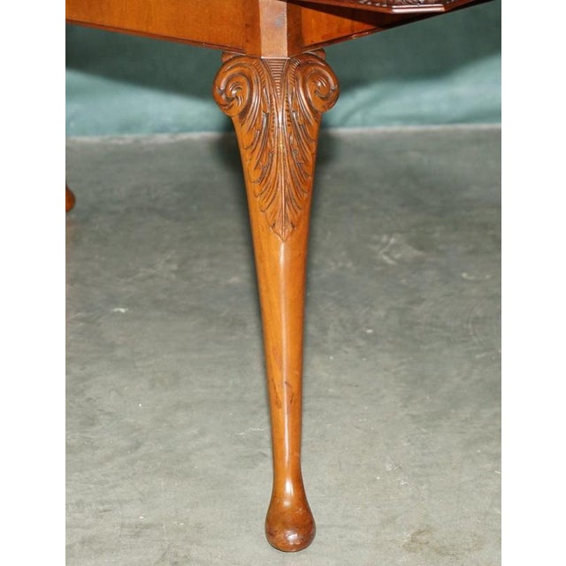 Brown Vintage English Burr and Burl Walnut Extending Dining Table and Chairs, 1940s, Set of 7 For Sale - Image 8 of 18