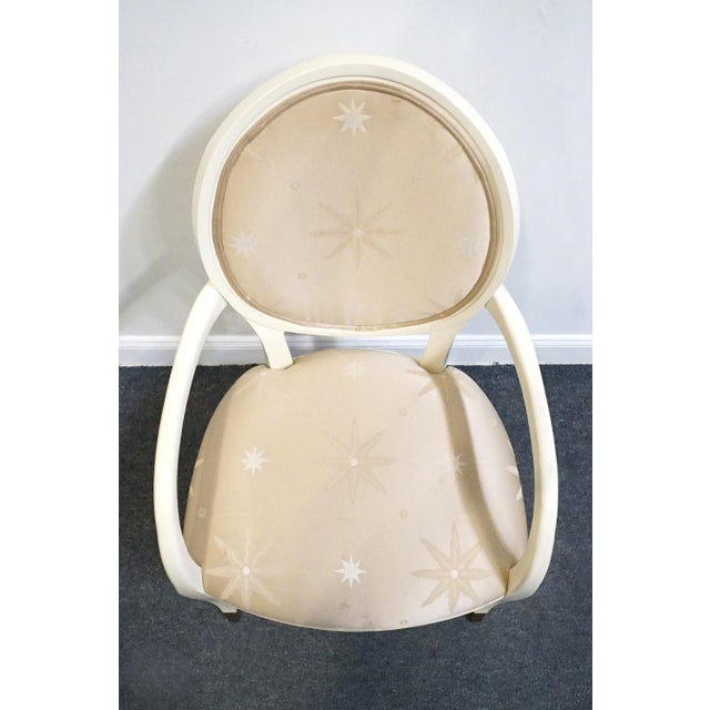 White Century Furniture Villa Domain Collection Neoclassical Art Deco Maple Round Lattice Back Dining Arm Chair For Sale - Image 8 of 11