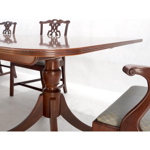 Baker Charleston Collection Mahogany Banded Dining Table 6 Chairs Set Stunning! For Sale - Image 14 of 18