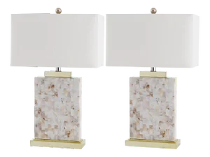 24.5 Inch H Shell Table Lamp in Cream - a Pair