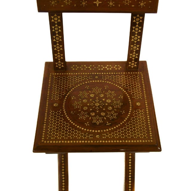 Early 20th Century Antique Italian Inlaid Wood Side Chair With Geometric and Floral Marquetry For Sale - Image 5 of 6