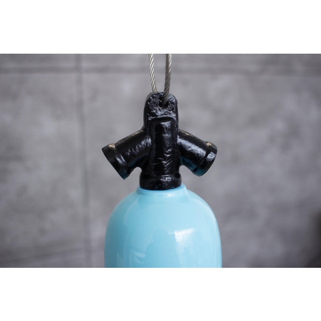 Industrial Enamel Ceiling Lamp in Blue, 2000s For Sale - Image 6 of 9